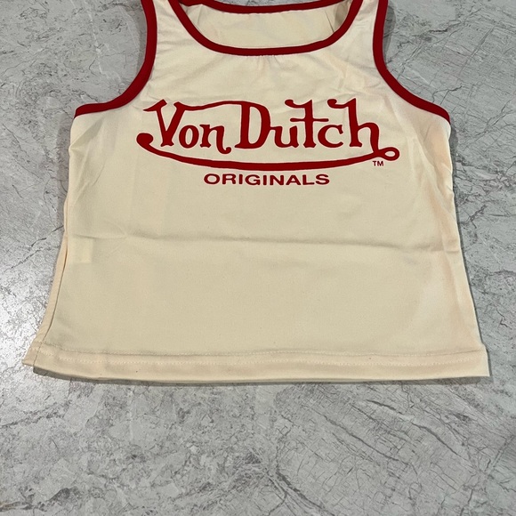 Original Vintage Von Dutch Crop Top T-Shirt Baby Tee Tank Tops, Slim Fit - Picture 3 of 4
